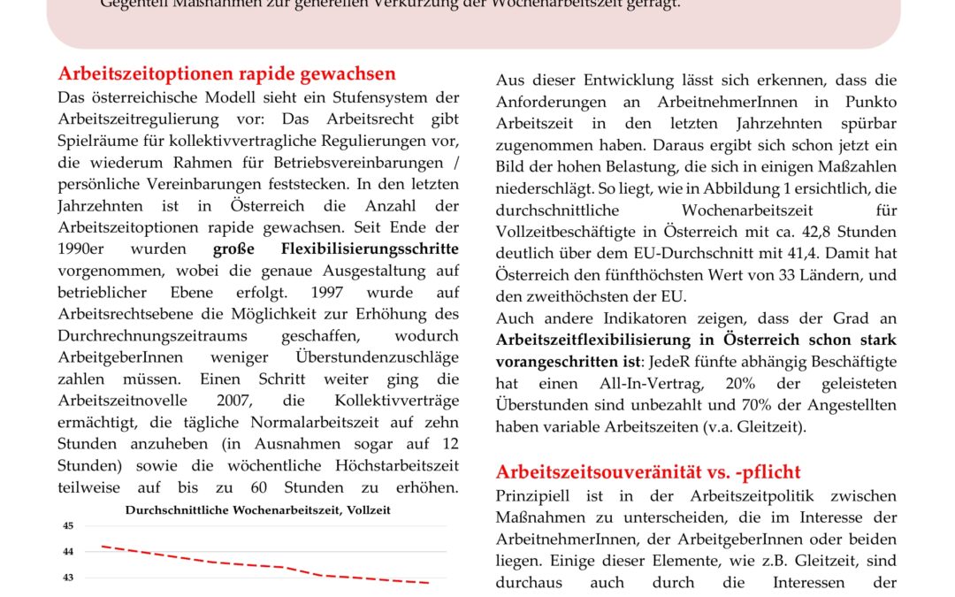 Arbeitszeit: Verkürzung statt Flexibilisierung (Factsheet II)