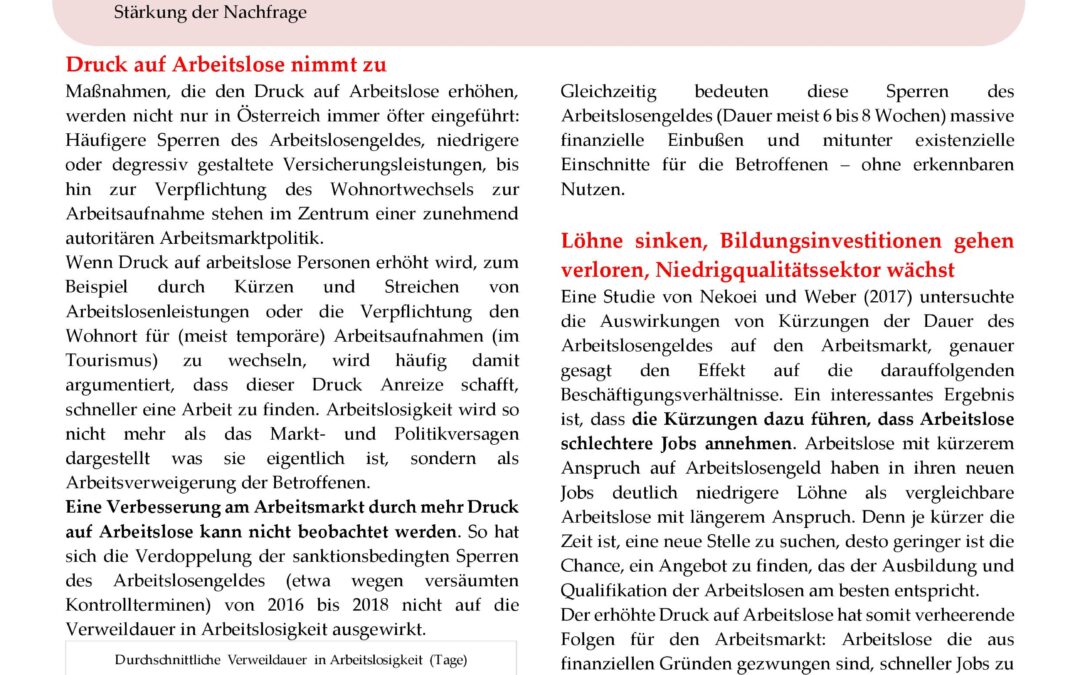 Druck auf Arbeitslose: Verheerende Folgen für den Arbeitsmarkt (Factsheet V)