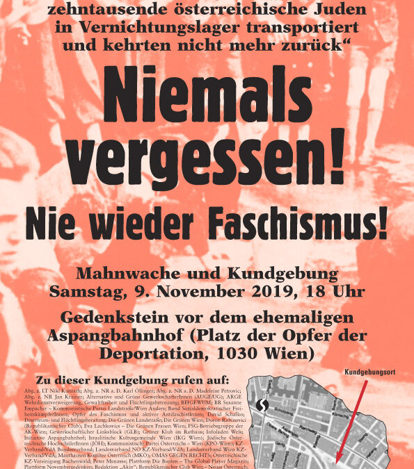 Niemals vergessen! Nie wieder Faschismus! Mahnwache und Kundgebung zum 9. November