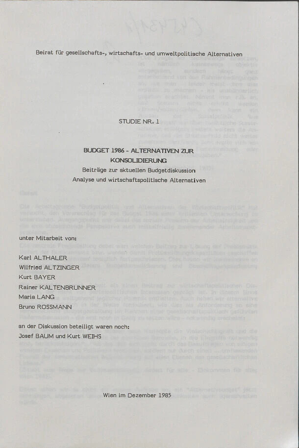 1986_Studie Nr. 1_Cover