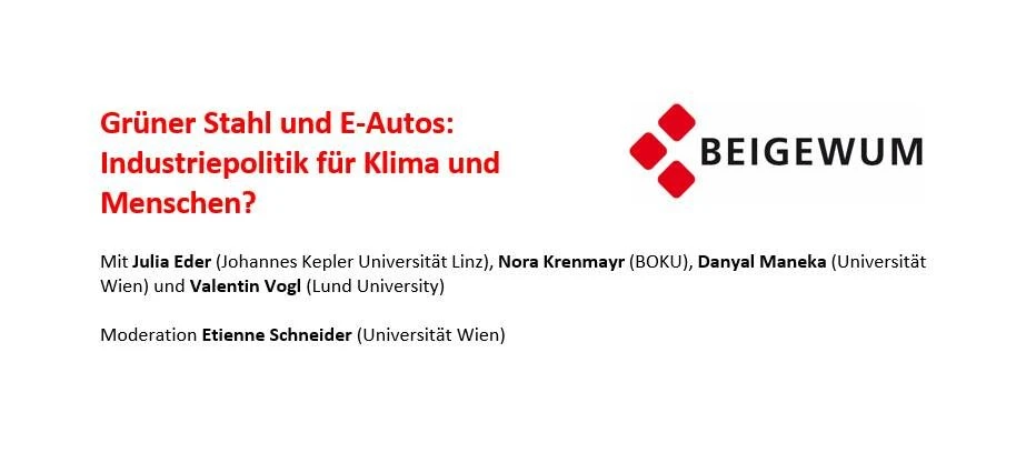 Kurswechselpräsentation –  Grüner Stahl und E-Autos: Industriepolitik für Klima und Menschen?