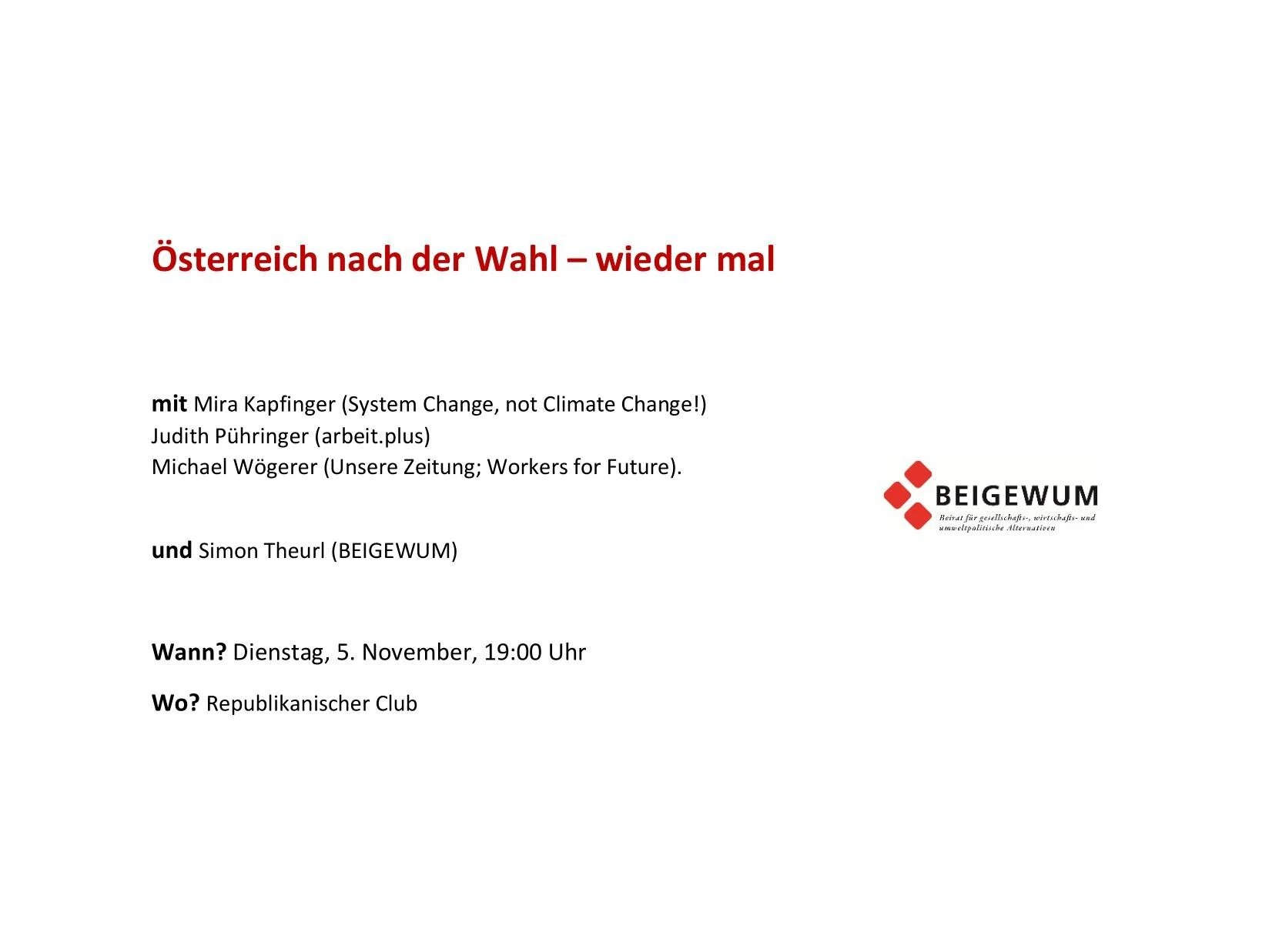 Cover für Veranstaltung "Österreich nach der Wahl"